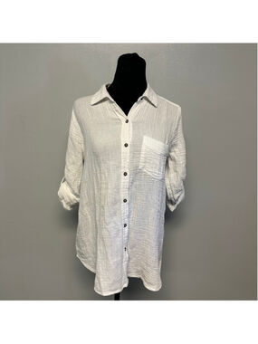 Caffe Marrakesh White Button Down Shirt Women’s Size Small 100% Cotton